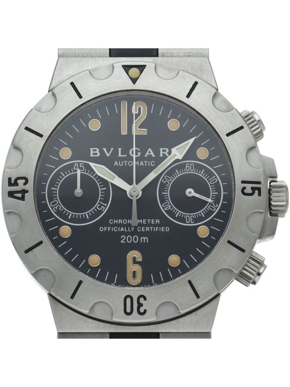 Bvlgari Diagono Scuba Chronograph SS Rubber Watch Black